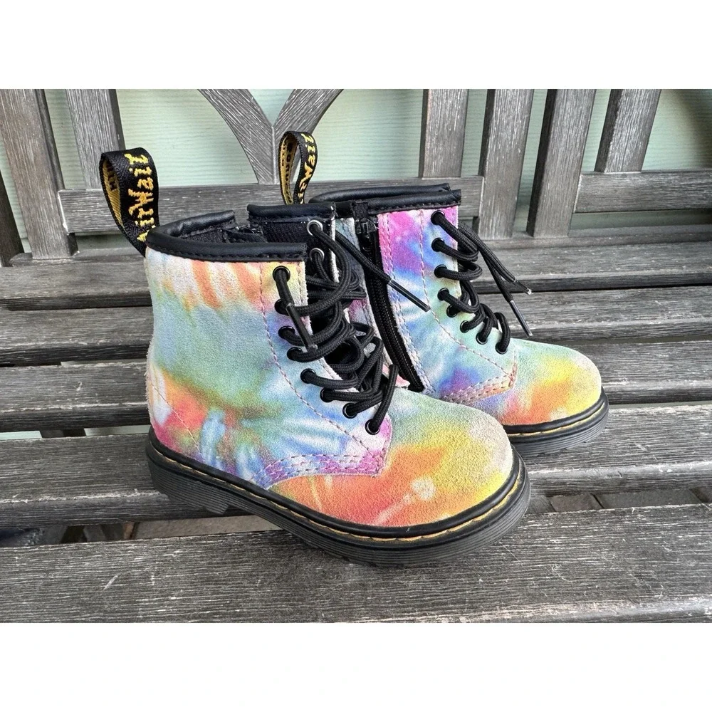 Dr Martens Air Wair 1460T Tie-Dye Multicolor Classic Combat Boots Toddler Size 7